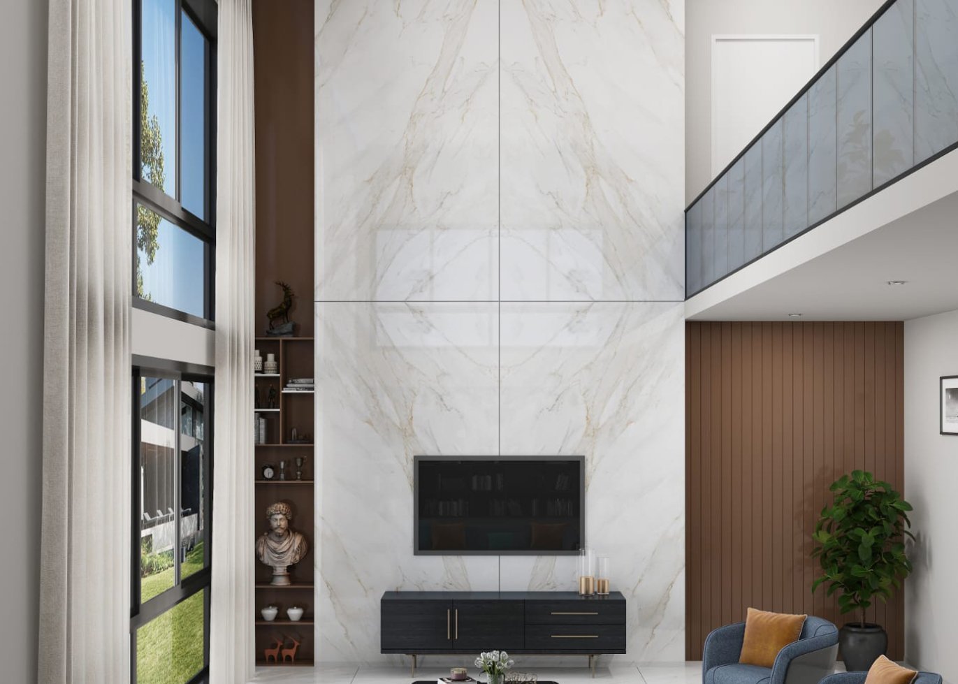 Porcelain Living Room Wall Tiles: Combining Durability and Beauty